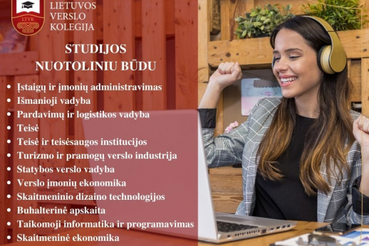 Rinkis nuotolines studijas Lietuvos verslo kolegijoje!