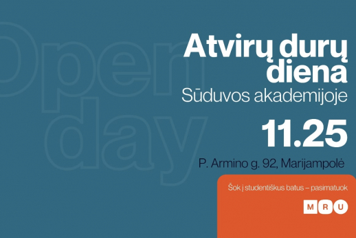 Atvirų durų diena „Šok į studentiškus batus“ MRU Sūduvos akademijoje