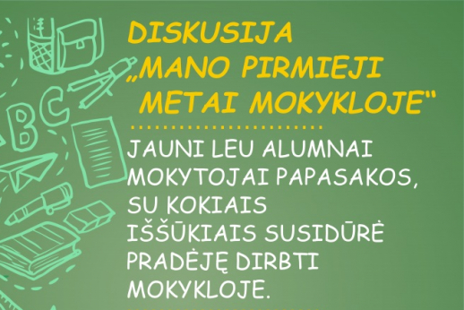 LEU vyks diskusija „Mano pirmieji metai mokykloje“